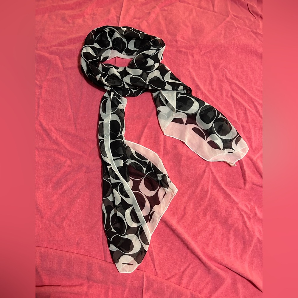 Coach Signature Print Silk Scarf - Picture 4 of 4